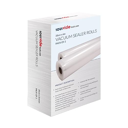 Sousvidetools [Svt-07001] Confezione Da 2 Rotoli Da 20 Cm X 6 M Per Sigillatrice Sottovuoto