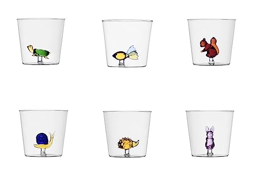Ichendorf Set 6 Bicchieri Da Acqua Decorati Animali Animal Farm Fantasia Terra Mare