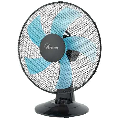 Ardes - Ar5St30N Ventilatore Da Tavolo Steelo 40N 5 Pale - Ventilatore Da Tavolo 40 Cm Oscillante Con Inclinazione Regolabile - Ventilatore 3 Velocità