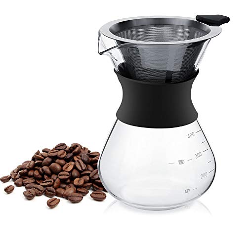 Pour Over Coffee Maker, Caraffa In Vetro Borosilicato, Filtro Senza Carta In Acciaio Inossidabile Resistente Alla Ruggine, Caffettiera A Induzione Man