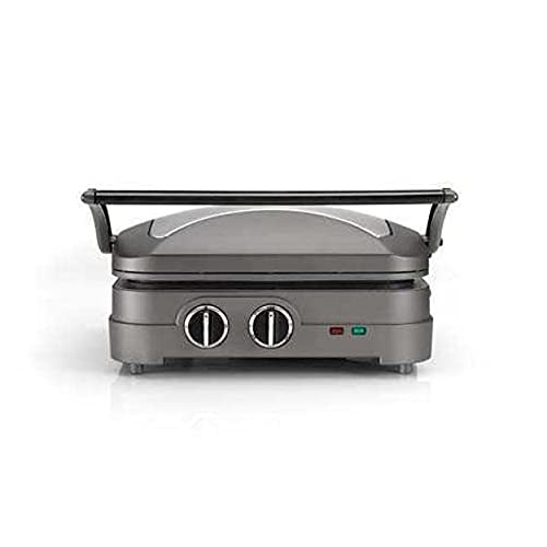 Cuisinart Gr47E Bistecchiera Con Piastre Antiaderenti Intercambiabili, Multifunzione, Griglia Chiusa O Aperta, Temperatura Fino A 240°C, Vassoio Racco