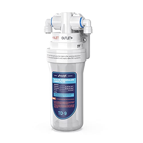 Frizzlife Td-9 - Filtro Alcalino Per Acqua In Linea Sotto Lavello, Filtro A Torsione Rapida Per Sistema Di Osmosi Inversa, Riduce Il Cloro, Regola Il 