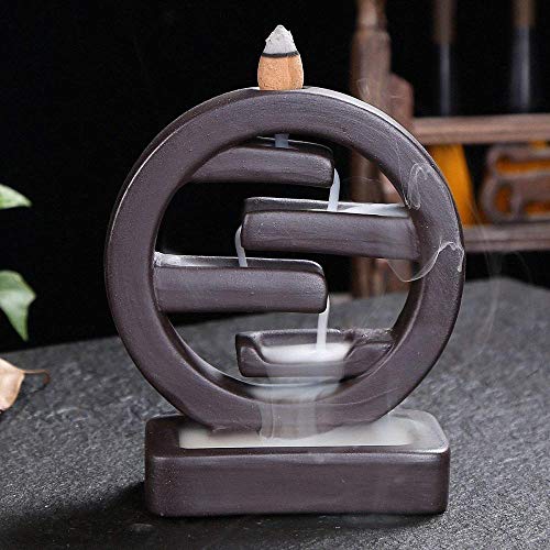 Bruciatore Di Incenso Ornamentale Con Riflusso A Cascata, Fatto A Mano, In Ceramica, Con 10 Coni, Per Casa, Yoga, Ufficio, Aromaterapia Zen Marrone