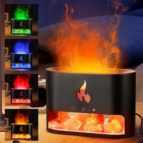 Luckits Diffusore Di Oli Essenziali Con Effetto Fiamma, Diffusore Ambiente, Umidificatore Ambiente Silenzioso Con 7 Luci Led A Colori, Diffusori Olio