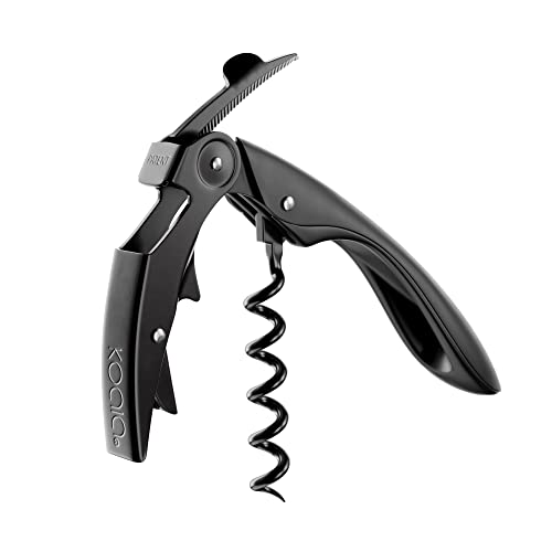 Koala Internacional Hosteleria High Tech Cavatappi A Due Tempi, Acciaio Inossidabile Plastica Teflon, Nero (All Black)