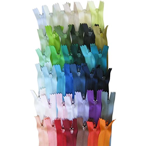 E-Goal - Set Di 39 Cerniere A Colori, Lunghe 25 Cm, In Nylon, Ottime Per Sarti E Sartorie, Cerniera Sottile, Multicolore