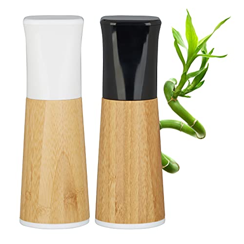 Relaxdays Set Macina Pepe E Sale, Manuale, Doppio Trita Condimenti, In Legno, Grinder In Ceramica Regolabile, Naturale