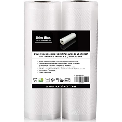 2 Rotoli Sacchetti Sottovuoto Goffrato Professionale Da 28Cm X 15M. | Per Conservazione E Cottura Sous Vide Degli Alimenti, Per Freezer | Compatibile