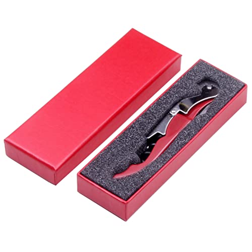 Cavatappi Da Cameriere,68G 3 In 1 Cavatappi Professionali Sommelier,Corkscrew Wine Opener Apribottiglie Vino,Acciaio Inox,Scatola Regalo (Rosso)