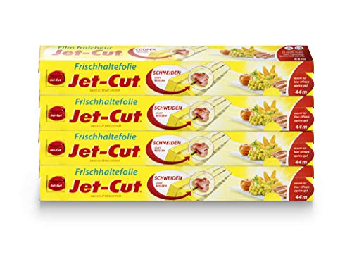 Pellicola Per Alimenti Jet-Cut Da Tagliare, Consumatori 30 Cm X 44 M, Trasparente, Confezione Scorta, Set Da 4 Unità