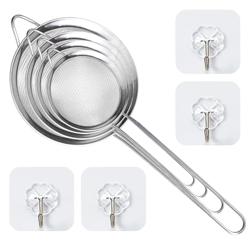 Set Di 4 Colino Con 4 Ganci, Colino In Acciaio Inox, Colino Da Cucina, Colino Per Farina, Colino Per Pasta, Filtro A Maglia Fine, Per Setacciare, Scol
