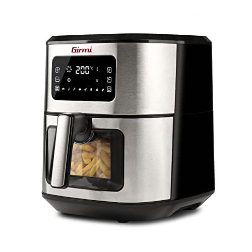 Girmi Fg88 Friggitrice Ad Aria Con Finestra "Ecofrit Look" 6,5 Litri, 8 Programmi, 1700 W, Display Digitale, Vassoio Antiaderente, Ricettario Incluso