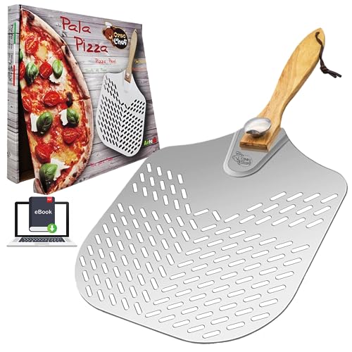Pala Pizza Forata Paletta In Alluminio Con Fori E Manico In Legno Richiudibile - Professionale Progettata Per La Migliore Infornata Di Pizza Pane E Fo