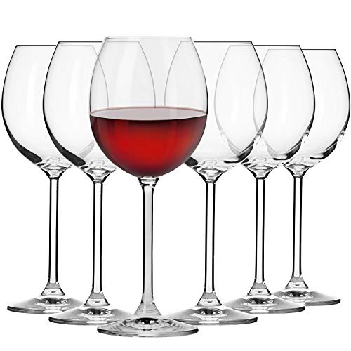 Krosno Bicchieri Calice Da Vino Rosso Vetro | Set Di 6 | 350 Ml | Collezione Venezia | Ideale Per La Casa, Ristorante Feste E Ricevimenti | Adatto All