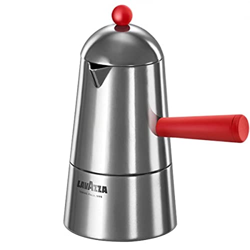 Ilsa Pop Carmencita Caffettiera In Alluminio, Manico Rosso, 6 Tazze, Argento
