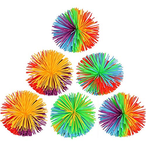 Kiwochy 6 Pezzi Palline Filanti In Silicone Colorato Palline Gonfiabili Da 2,75 Pollici Arcobaleno Pom Perfetto Giocattolo Sensoriale Ideale Come Pall