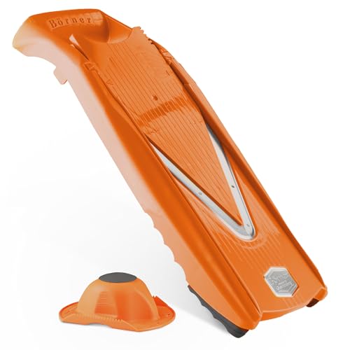 Börner V5 Powerline Affettaverdure Basic Set (3 Pezzi) •Tagliaverdure (Mandolina A V) Per Frutta E Verdura + Supporto Per Verdura • 4 Spessori Di Tagl