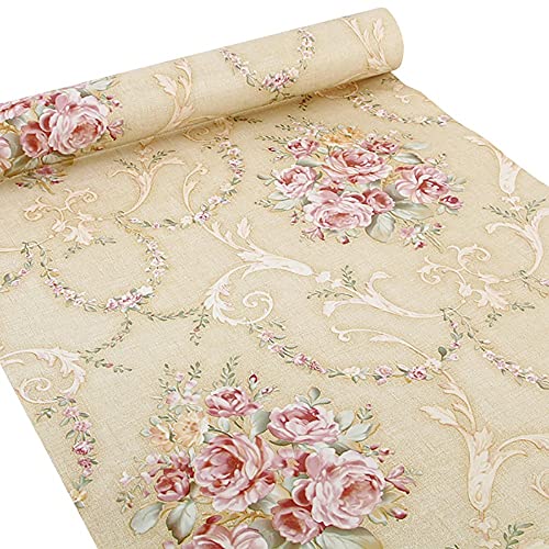 Ya Jin - Rivestimento Autoadesivo In Stile Vintage, Per Mensole, Cassetti E Armadietti Giallo-Rosa