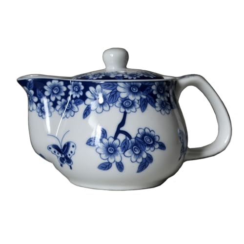 Piccola Teiera In Porcellana, 255 Ml, Con Infusore In Acciaio Inox, Classico Fiore Cinese Penoy (Love Of Butterfly)