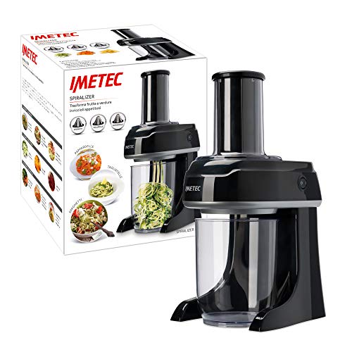 Imetec Sp 100 Spiralizer Elettrico, Tagliaverdure A Spirale, Affetta Verdure In 3 Forme Spaghetti, Tagliatelle, Pappardelle, Lame In Acciaio Inox, Con