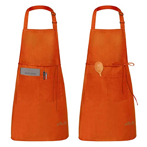 Viedouce 2 Pezzi Grembiule Da Cucina Chef,Impermeabile Grembiule Da Ristorante Bbq Bar Chef Cucina,Regolabile Grembiuli Con Tasche Chef Di Cucina (Ara