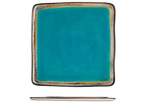 H&H Set 4 Piatti Quadri Teide In Stoneware Cm 26,5