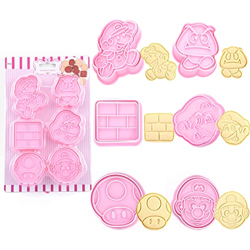Yonghang 6 Pezzi Formine Biscotti Set 3D Stampi Per Biscotti Bambini Timbro Plastica Riutilizzabile Per Pane Decorazione Torta Bambini Festa Di Comple