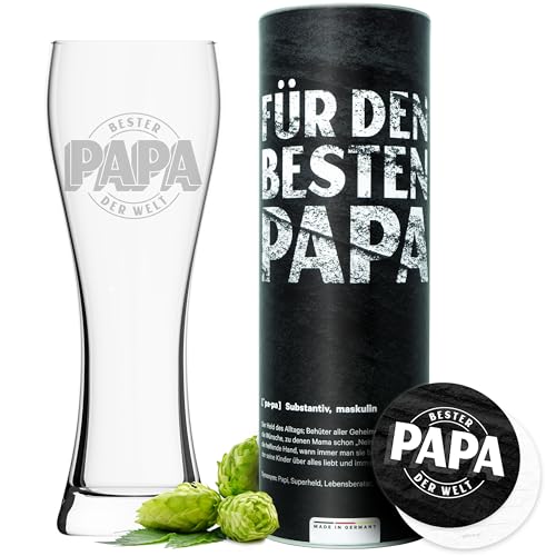 Getbrave Bicchiere Di Grano | Bester Papa Der Welt (0,5 L) In Confezione Regalo | Regalo Di Natale | Festa Del Papà | Regalo Di Compleanno | Boccale D