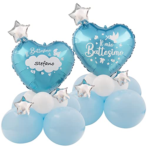 Centrotavolo Battesimo Bambino Palloncini Scritta Il Mio Battesimo Blu Doppia Faccia Scrivibile Decorazione Tavolo Festa Bomboniere Confetti Nascita B