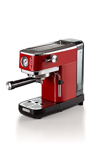 Ariete Espresso Slim Metal 1381, Macchina Da Caffè Con Manometro, Compatibile Con Caffè In Polvere E Cialde Ese, 15 Bar Massime, Filtro 1 O 2 Tazze, L