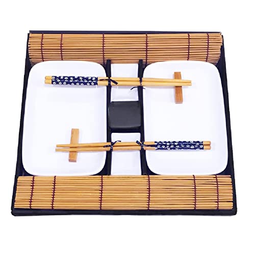 Exzact Stile Orientale 10 Pezzi Set Di Sushi - 2 X Piatti Di Sushi Di, 2 X Vassoi Di Tuffo Di, 2 X Matite Di Bambù Di Sushi Di Bambù, 2 X Bastoncini D