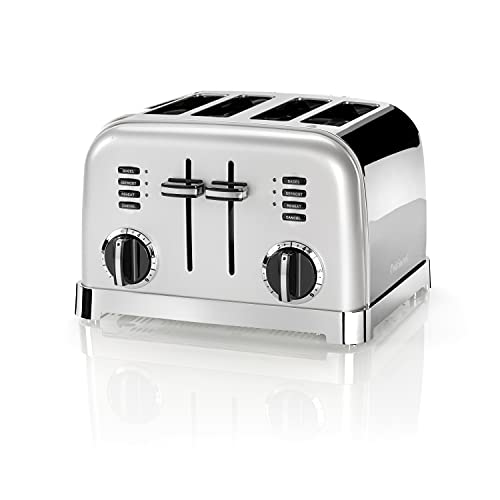 Cuisinart Cpt180Se Tostapane 4 Fette, Acciaio Inox, Funzione Bagel, Funzione Scongelamento, Funzione Riscaldamento, 6 Livelli Di Tostatura, Pearl, Gri