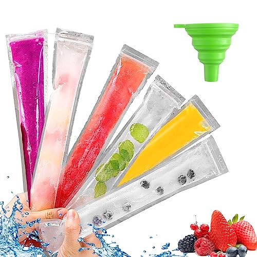 Feliciay 51 Sacchetti Popsicle Per Popsicle, Sacchetti Per Gelati Senza Bpa, Bastoncini Per Dieta Liquida Fai Da Te, Con Un Imbuto, Per Snack Sani, Su