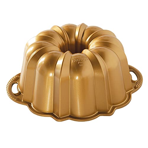 Nordic Ware 50077 Anniversary Bundt Pan, Alluminio Pressofuso, Oro