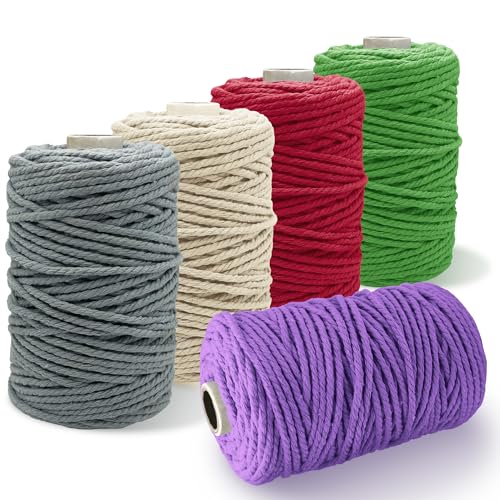 Filo Macrame 3 Mm (5 Colori) Corda Macrame Corda Cotone -100% Agodon - Filo Macrame 3 Mm (50 M) Corda Cotone Per Macrame - Tende