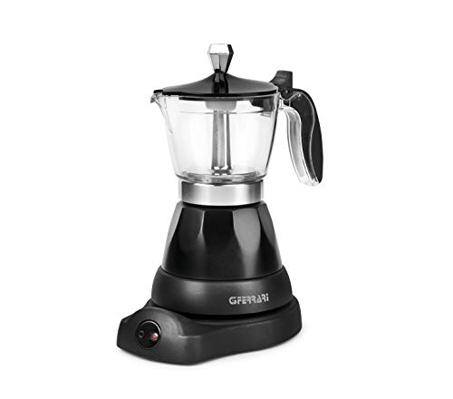 G3 Ferrari G10028 Bonjour Moka Elettrica, 400 W, 3 Tazze, Mantenimento In Caldo, Base D'Appoggio Con Rotazione 360°, Alluminio, Nero