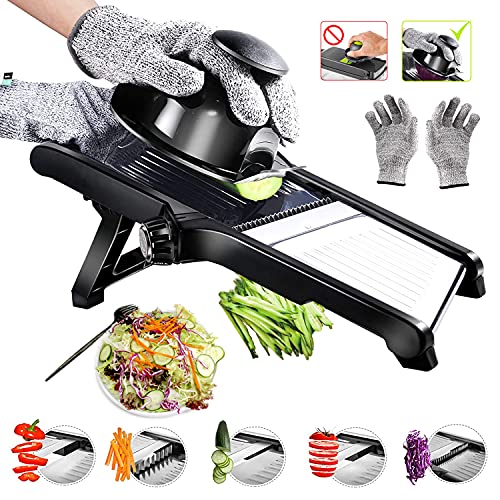Mandolina Affettatrice Professionale,Mandolina 3 In 1 Regolabile Affettaverdure.Julienne Affettatrice Taglierina Per Cibo,Frutta E Verdura Con Guanti