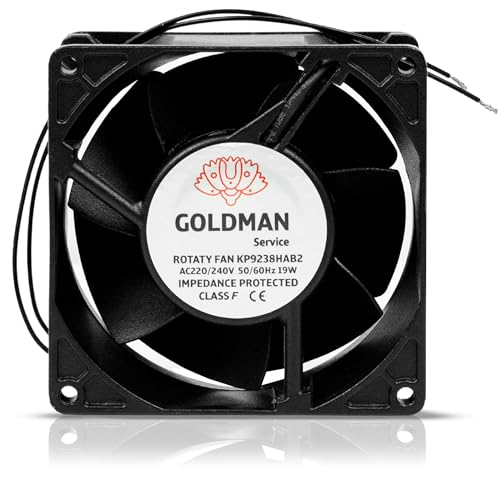 Ventilatore Assiale Per Cassette A Camini Inseribile Ad Alta Temperatura Di Pale Metalliche Universale. (92 X 92 X 38 Mm)