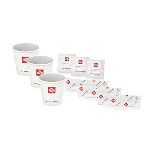 Illy Kit Monouso 200 Caffe Coffee Break Bicchieri Palette Bustine Zucchero Logo