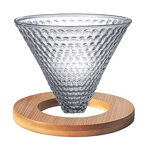 Tamume Dripper Caffe 1 Tazza Filtro Del Caffè Filtri Permanenti Vetro Con Supporto In Legno (Marrone Scuro)
