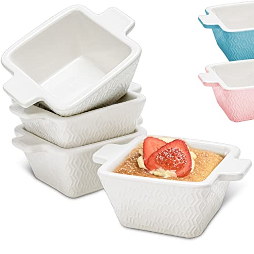 Piccole Pirofile In Ceramica Set Di 4 - Rivestimento Antiaderente - Per Forno Lavabili - Lavastoviglie - Bianco