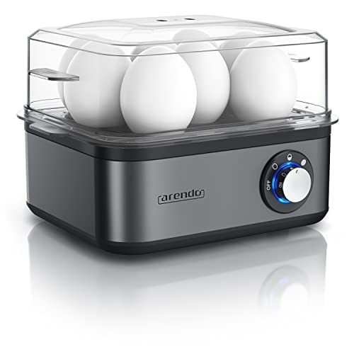 Arendo - Cuociuova In Acciaio Inox Da 1 A 8 Uova - Fornello Per Uova – Cuoci Uova Da 500 W - Tre Gradi Di Durezza Alla Coque, Barzotto, Sodo - Lavabil