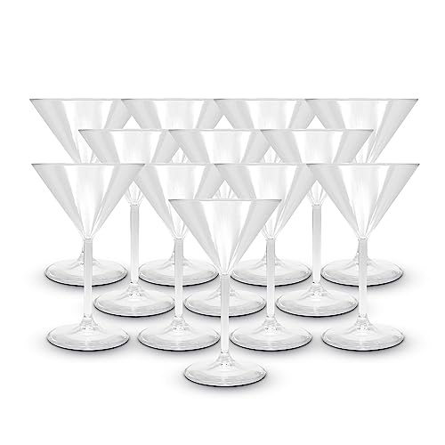 Doja Barcelona | Bicchiere Martini Plastica | Transparente | 12 Pezzi | Calice Martini Plastica | Plastica Dura Riutilizzabile | Coppe Martini Plastic