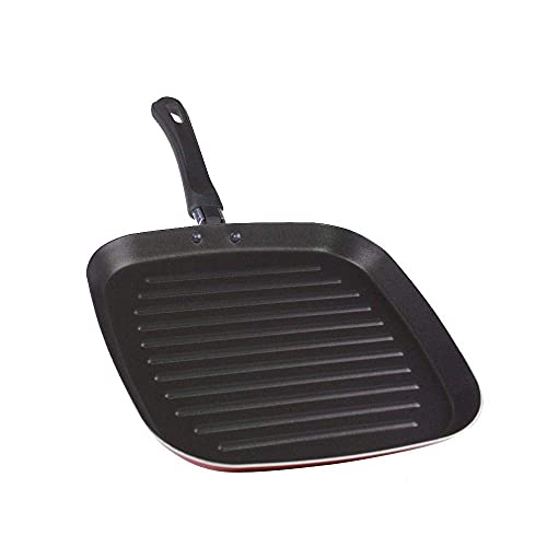 Ravelli Bistecchiera Ondulata Antiaderente In Alluminio 99,5% 28X28 Cm Linea 10 - Padella Grill Con Manico Rivettato