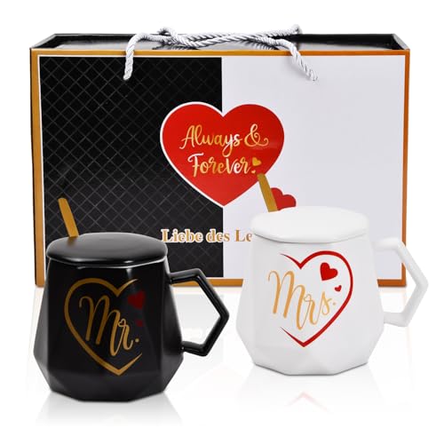 Wisebom Mr E Mrs Tazze Di Ceramica Tazze Da Caffè Mr E Mrs Coppia Regalo Per Coppie Per Matrimonio Anniversario Tazzine Tazze Da Caffè Mr E Mrs Coppia