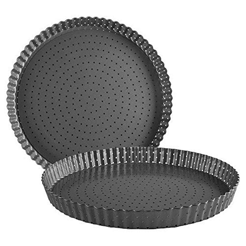 Mge - Teglia Rotonda Da Forno Antiaderente Per Cucinare Flan/Quiche Croccanti - Stampo Rotondo Da Forno Antiaderente - Base Removibile - 24 Cm