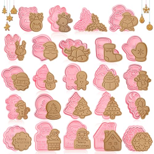 Formine Per Biscotti Natalizi, 24 Pezzi Formine Biscotti Natale 3D Tagliabiscotti Natale Plastica Stampi Biscotti Stampo Per Biscotti Natalizi, Per De