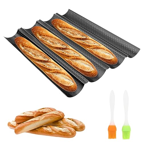 Mxtimwan Teglia Per Baguette, Stampo Per Baguette, Teglia Per Il Pane, Stampo Per Pane Francese Con Rivestimento Antiaderente, Tampo Per Baguette A 4