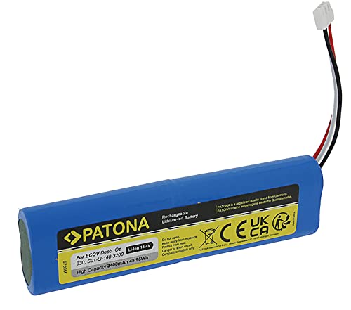 Patona Batteria 3400Mah Compatibile Con Ecovacs Deebot Ozmo 930, S01-Li-148-2600