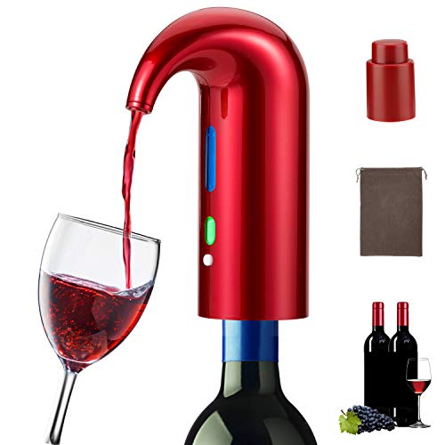 Sisdruo Aeratore Di Vino Elettrico, Decanter Portatile One-Touch Wine Pourer, Distributore Di Ossidante Per Vino Con Ricaricabile Usb, Accessori Per V